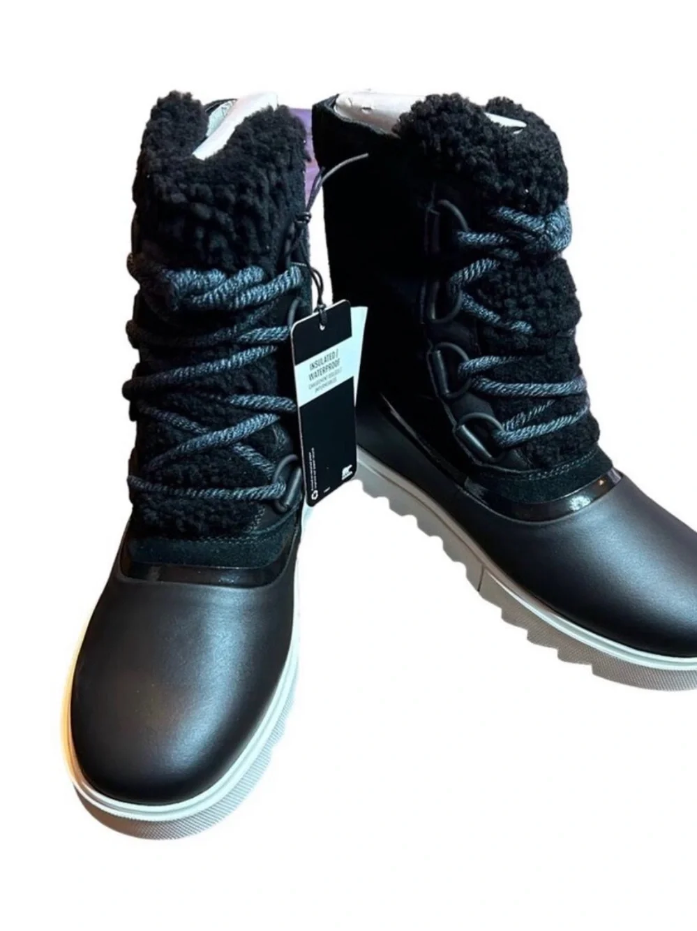 Sorel Joan of Arctic Next Lite Black Leather /Suede Waterproof Boot Size 8.5